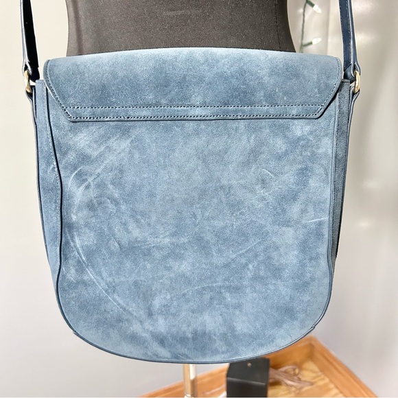 NWOT (never carried) Neely & Chloe blue suede saddlebag shaped shoulder bag - Picture 6 of 6